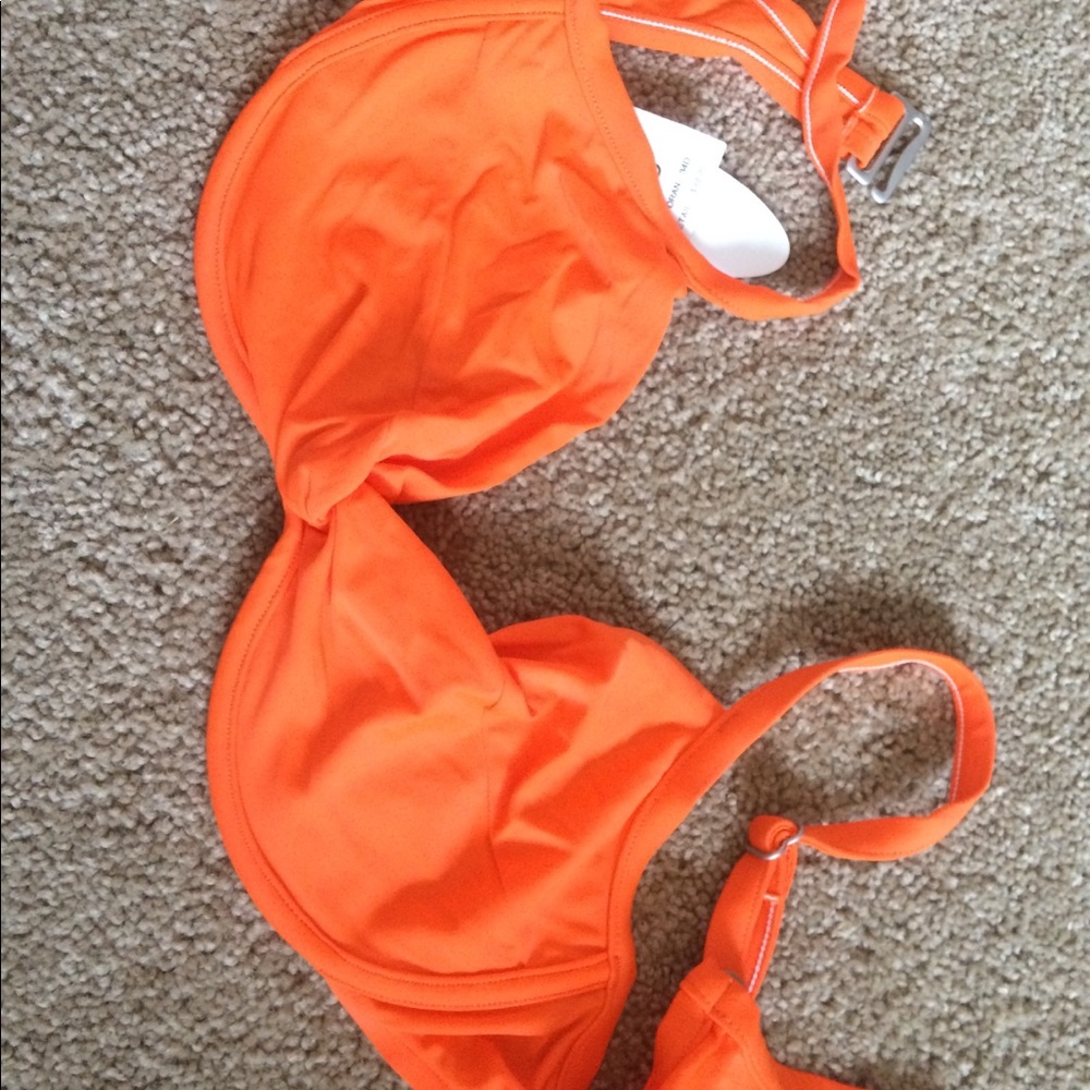 SUNSETS orange twist front bikini top